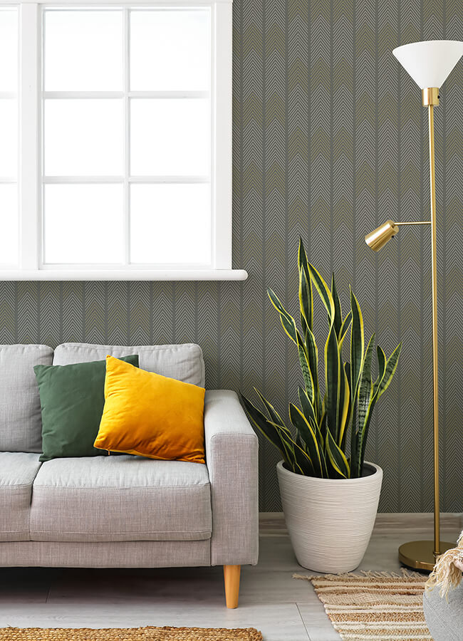 nyle-dark-grey-chevron-stripes-wallpaper-york-wallcoverings-4066-26529 - York Wallcoverings Papel pintado