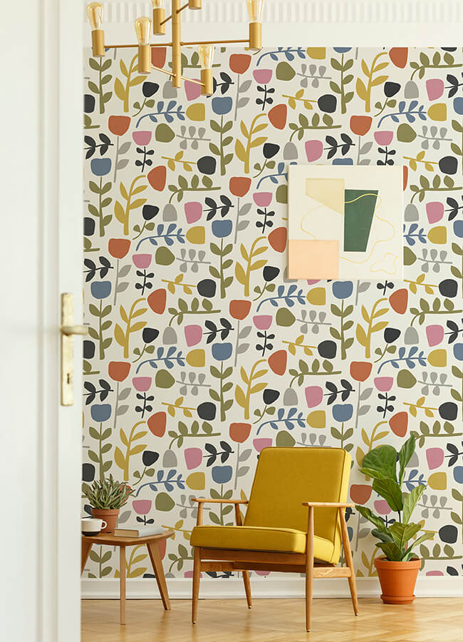 juni-multicolor-abstract-tulips-wallpaper-york-wallcoverings-4066-26538 - York Wallcoverings Papel pintado