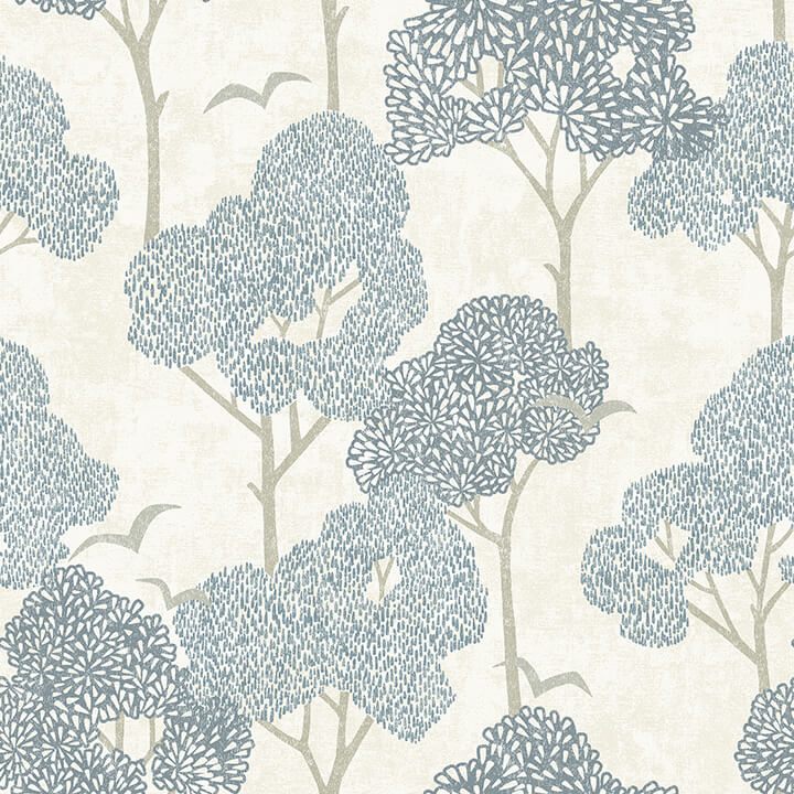 Lykke Blue Textured Tree Wallpaper - York Wallcoverings - 4066-26540 - York Wallcoverings Wallpaper