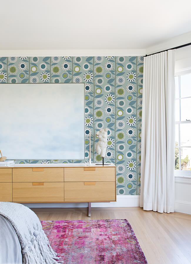 sisu-light-blue-floral-geometric-wallpaper-york-wallcoverings-4066-26554 - York Wallcoverings Papel pintado