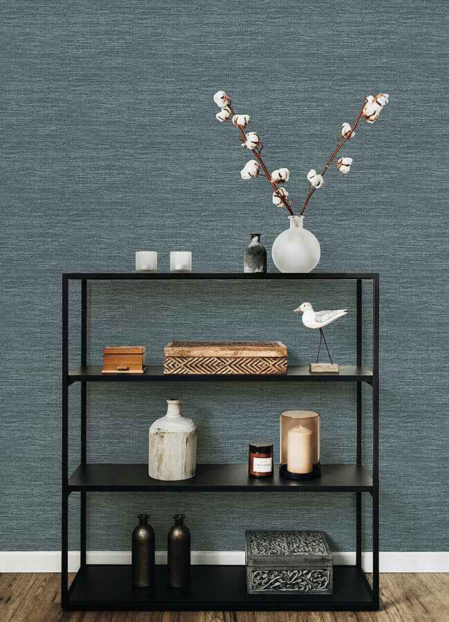 Malin Dark Blue Faux Grasscloth Wallpaper - York Wallcoverings - 4066-26559 - York Wallcoverings Wallpaper