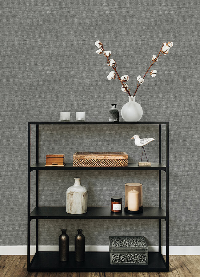 malin-grey-faux-grasscloth-wallpaper-york-wallcoverings-4066-26560 - York Wallcoverings Papel pintado
