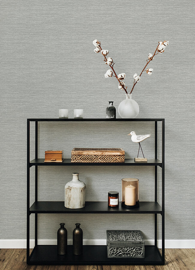 malin-light-grey-faux-grasscloth-wallpaper-york-wallcoverings-4066-26562 - York Wallcoverings Papel pintado
