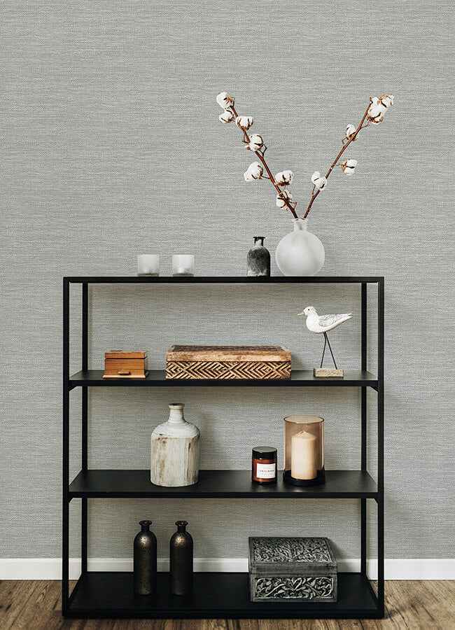 Malin Light Grey Faux Grasscloth Wallpaper - York Wallcoverings - 4066-26562 - York Wallcoverings Wallpaper