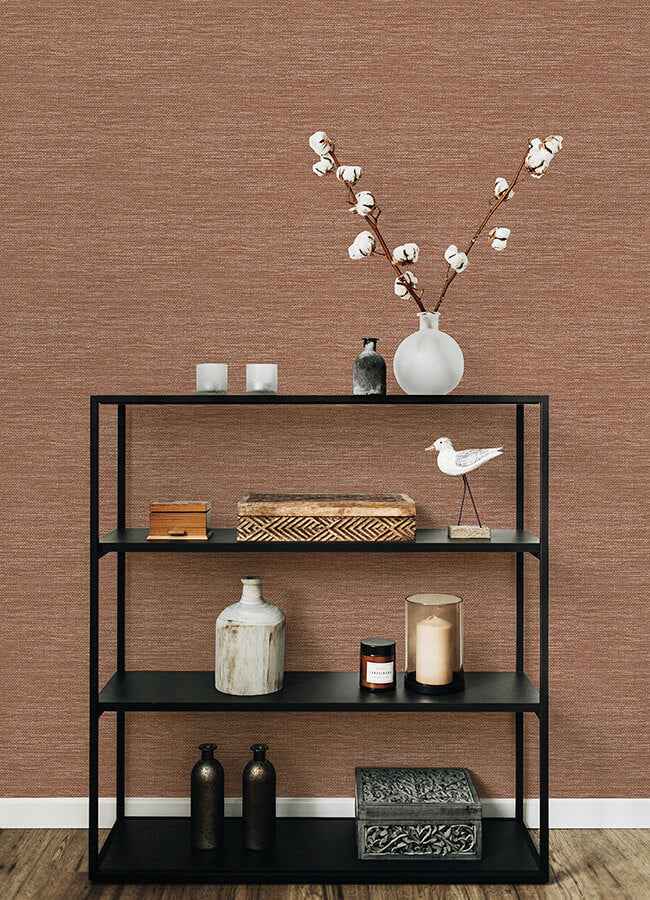 Malin Rust Faux Grasscloth Wallpaper - York Wallcoverings - 4066-26564 - York Wallcoverings Wallpaper