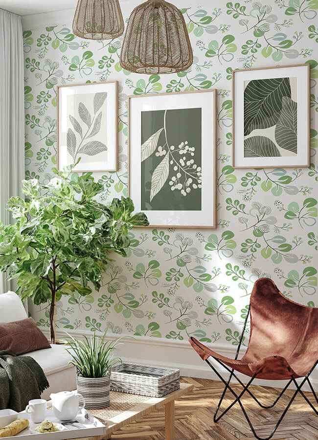 Jonah Light Green Leaf Trail Wallpaper - York Wallcoverings - 4066-26565 - York Wallcoverings Wallpaper