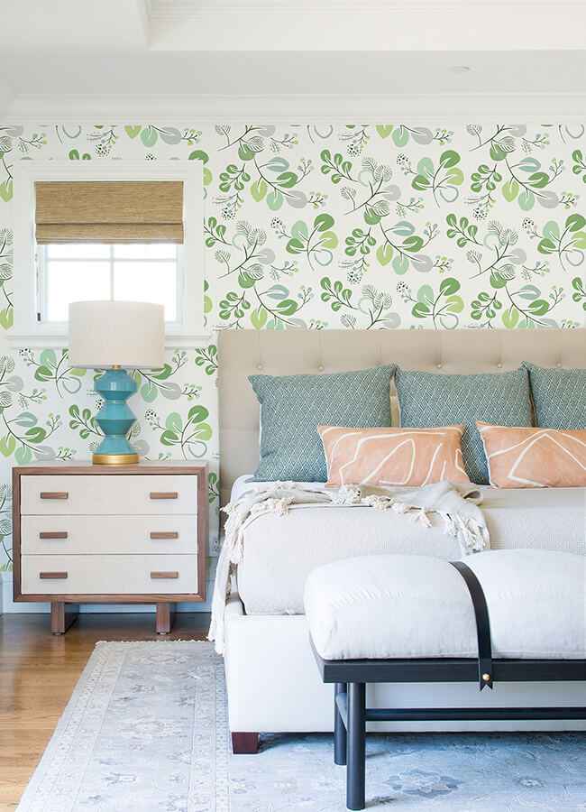 Jonah Light Green Leaf Trail Wallpaper - York Wallcoverings - 4066-26565 - York Wallcoverings Wallpaper