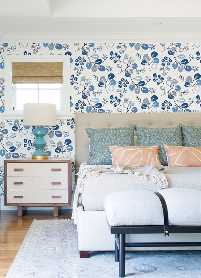 jonah-blue-leaf-trail-wallpaper-york-wallcoverings-4066-26566 - York Wallcoverings Papel pintado