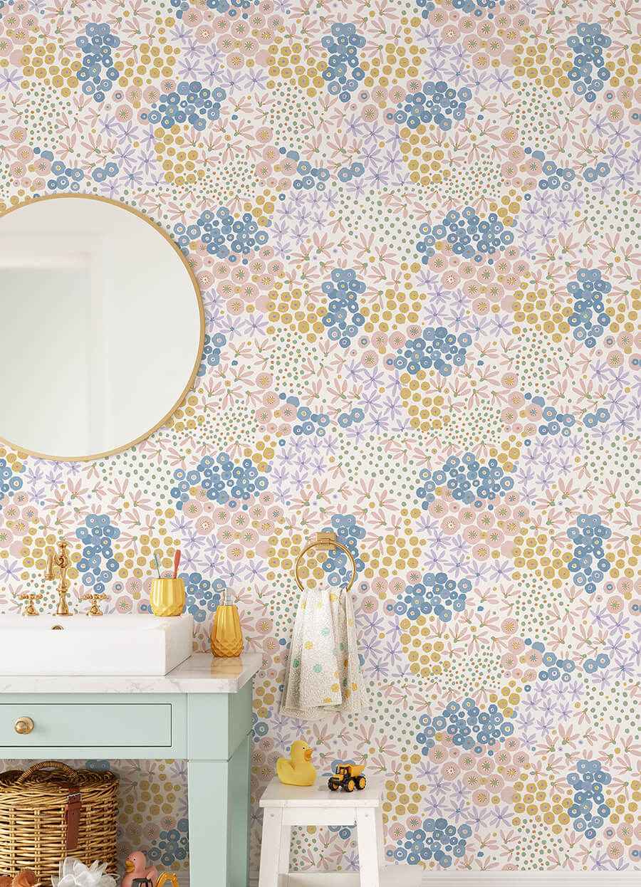 Floral Bunch Multi Bright Peel and Stick Wallpaper - York Wallcoverings - NUS4847 - York Wallcoverings Wallpaper