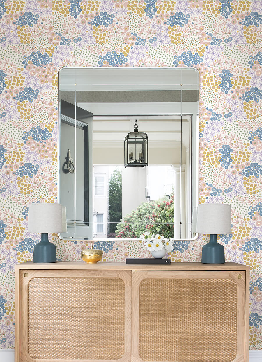 floral-bunch-multi-bright-peel-and-stick-wallpaper-york-wallcoverings-nus4847 - York Wallcoverings Wallpaper