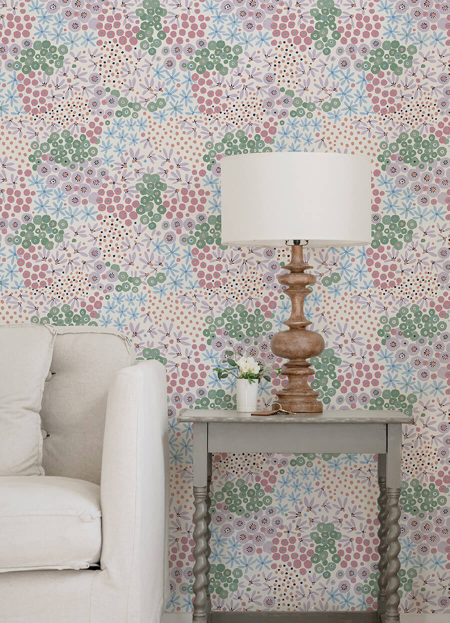floral-bunch-multi-cool-peel-and-stick-wallpaper-york-wallcoverings-nus4849 - York Wallcoverings Wallpaper