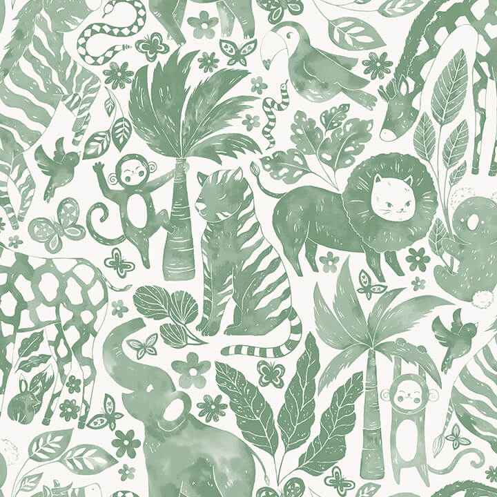 Sweet Safari Green Peel and Stick Wallpaper - York Wallcoverings - NUS4851 - York Wallcoverings Wallpaper