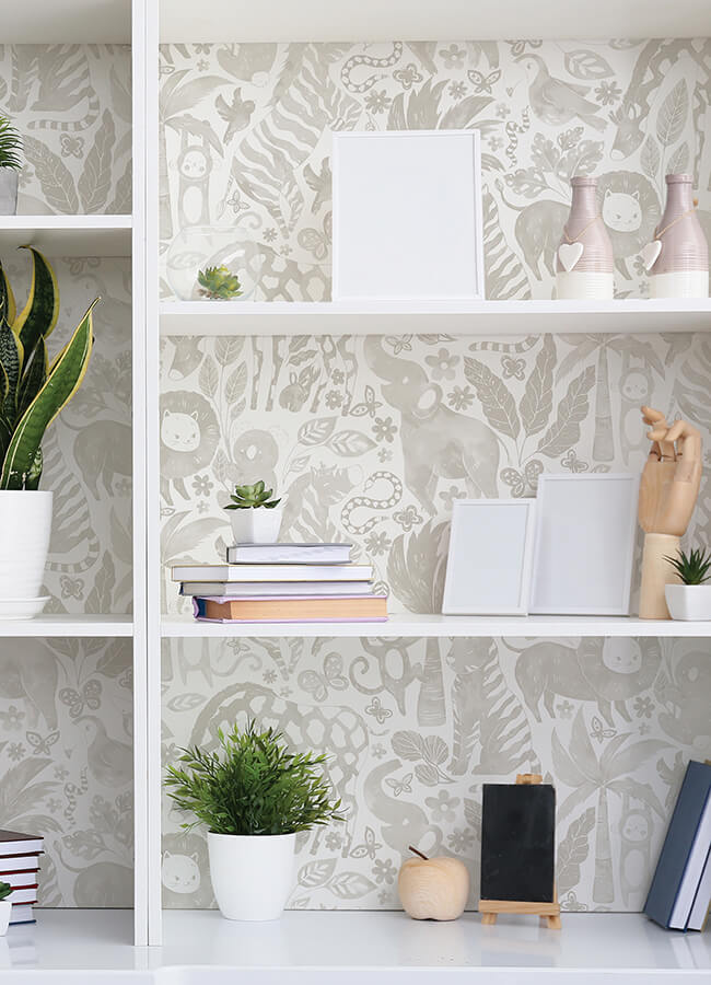 sweet-safari-taupe-peel-and-stick-wallpaper-york-wallcoverings-nus4852 - York Wallcoverings Wallpaper