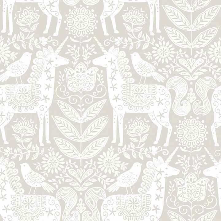 Unicorn Stamp Taupe Peel and Stick Wallpaper - York Wallcoverings - NUS4856