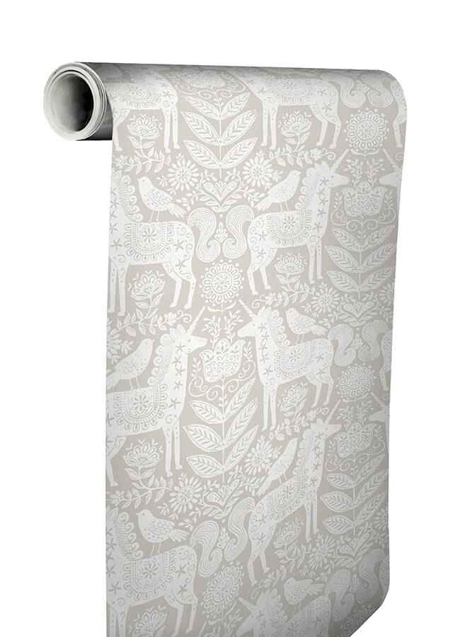 Unicorn Stamp Taupe Peel and Stick Wallpaper - York Wallcoverings - NUS4856 - York Wallcoverings Wallpaper