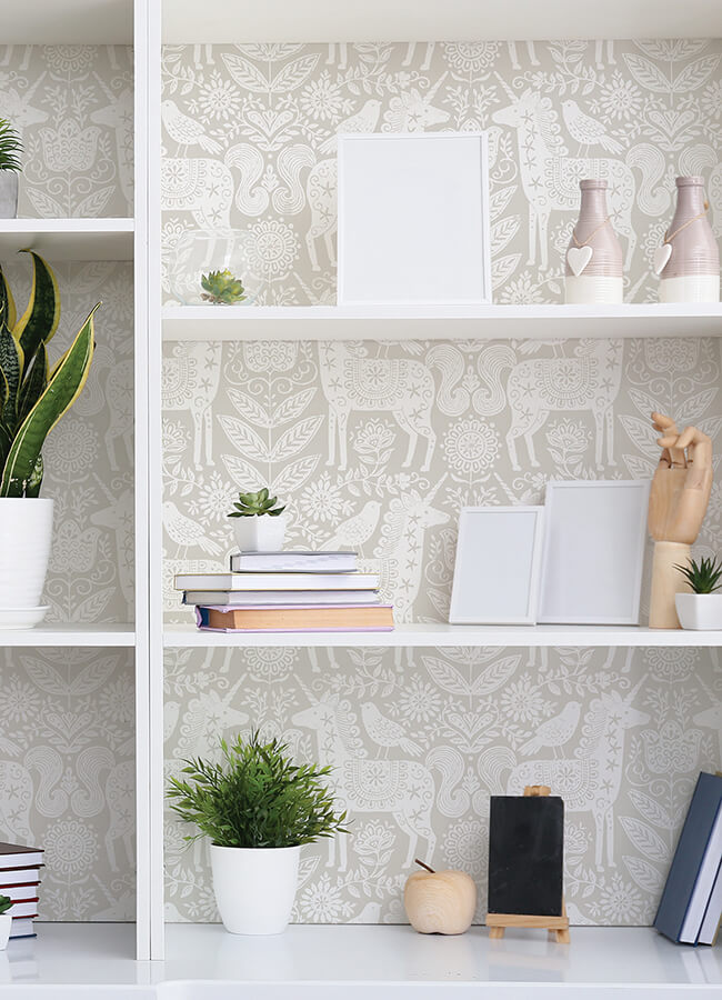 unicorn-stamp-taupe-peel-and-stick-wallpaper-york-wallcoverings-nus4856 - York Wallcoverings Wallpaper