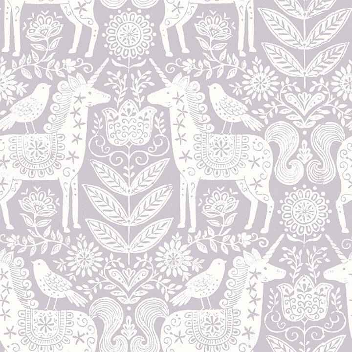 Unicorn Stamp Purple Peel and Stick Wallpaper - York Wallcoverings - NUS4857
