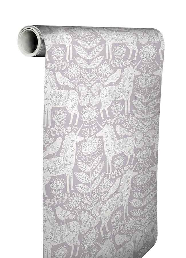 Unicorn Stamp Purple Peel and Stick Wallpaper - York Wallcoverings - NUS4857 - York Wallcoverings Wallpaper