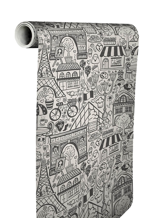 Oui Paris Charcoal Peel and Stick Wallpaper - York Wallcoverings - NUS4859 - York Wallcoverings Wallpaper