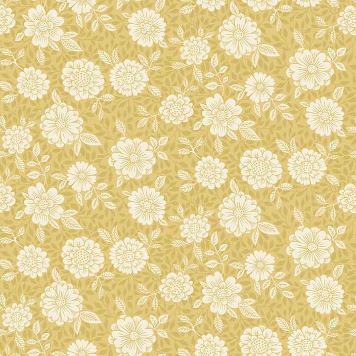 Lizette Mustard Charming Floral Wallpaper - York Wallcoverings - 4080-15910 - York Wallcoverings Wallpaper