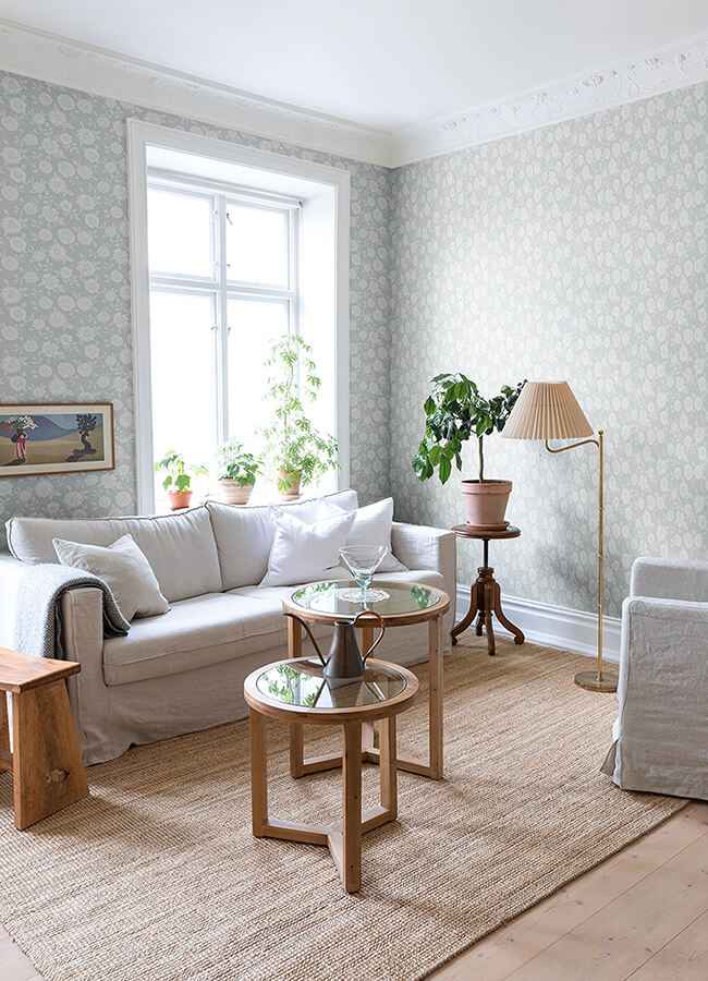 Lizette Light Blue Charming Floral Wallpaper - York Wallcoverings - 4080-15912 - York Wallcoverings Wallpaper
