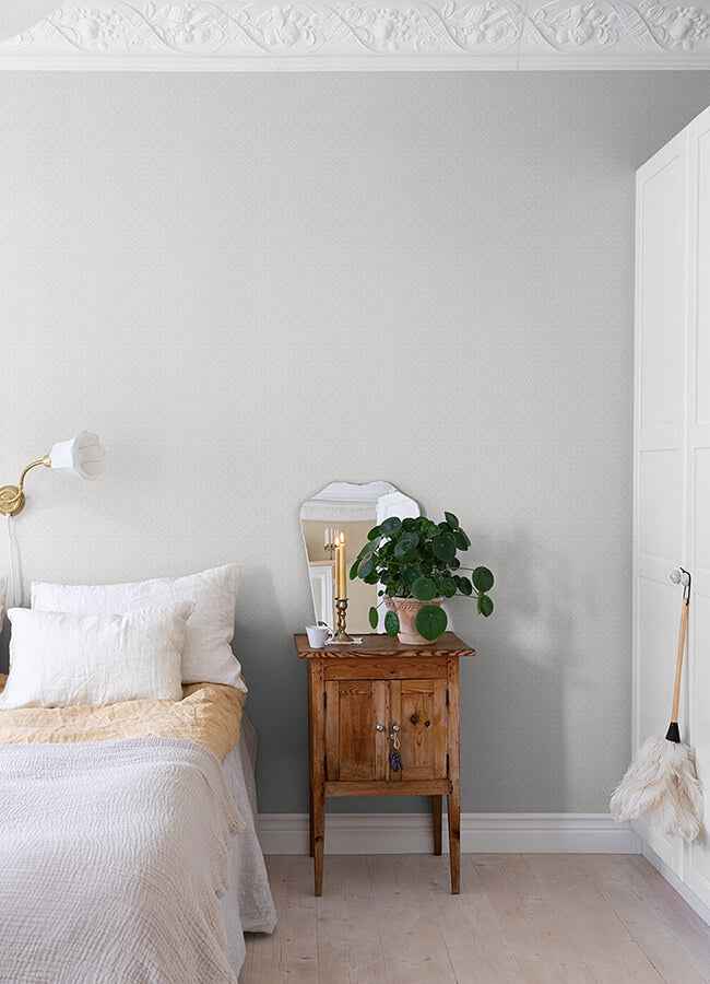 Athena Light Grey Scalloped Botanical Wallpaper - York Wallcoverings - 4080-15914 - York Wallcoverings Wallpaper