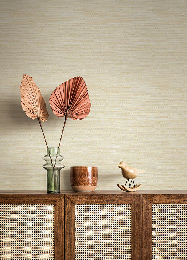 agave-light-yellow-faux-grasscloth-wallpaper-york-wallcoverings-4080-24280 - York Wallcoverings Wallpaper