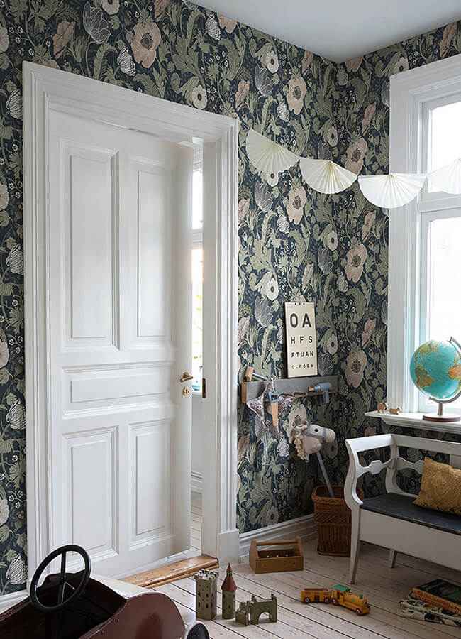 Anemone Navy Floral Wallpaper - York Wallcoverings - 4080-44103 - York Wallcoverings Wallpaper