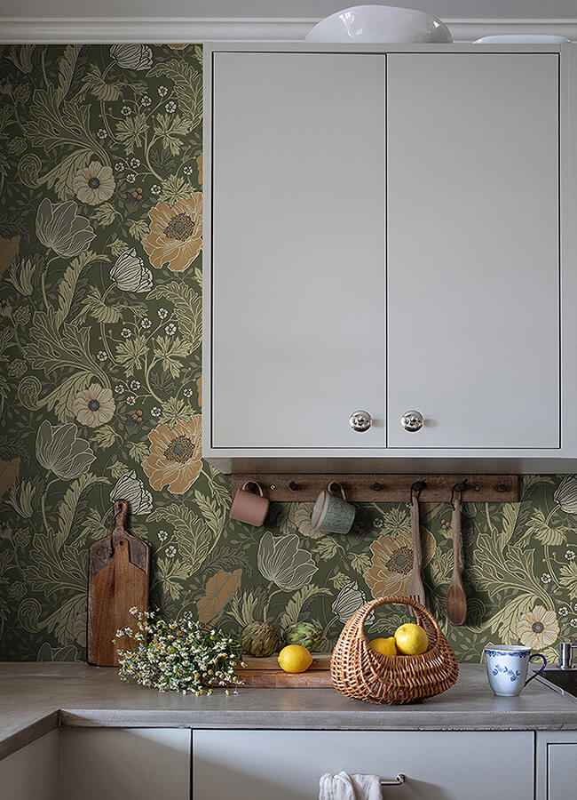 Anemone Green Floral Wallpaper - York Wallcoverings - 4080-44104 - York Wallcoverings Wallpaper