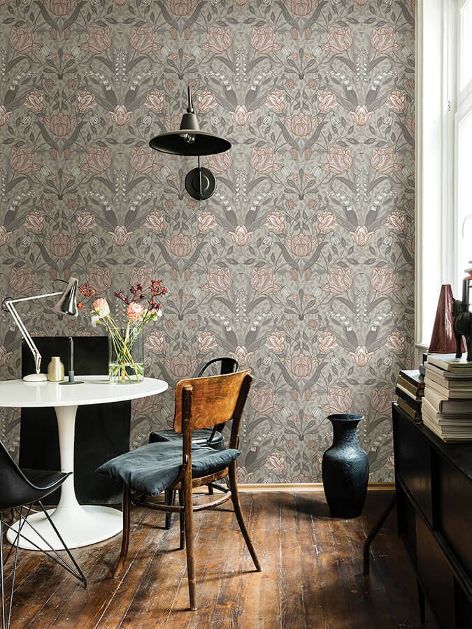 filippa-grey-tulip-wallpaper-york-wallcoverings-4080-44105 - York Wallcoverings Wallpaper