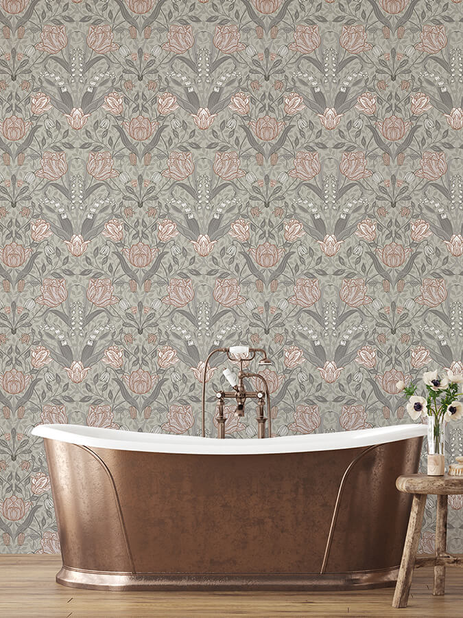 filippa-grey-tulip-wallpaper-york-wallcoverings-4080-44105 - York Wallcoverings Wallpaper