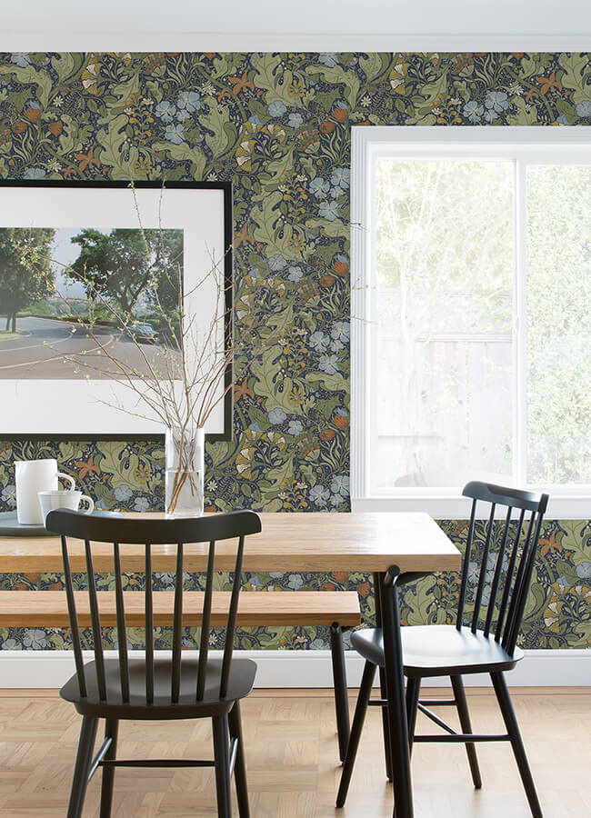 elise-indigo-nouveau-gardens-wallpaper-york-wallcoverings-4080-83102 - York Wallcoverings Wallpaper