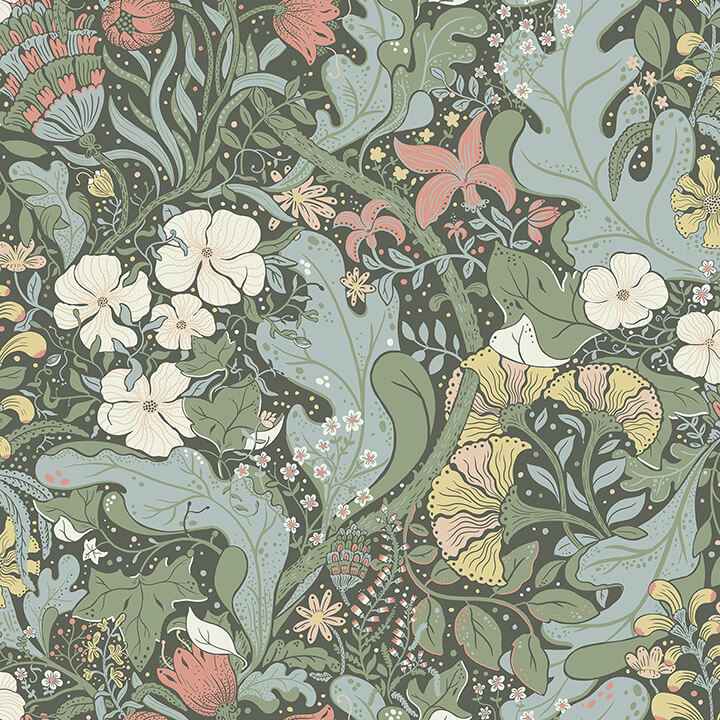 Elise Green Nouveau Gardens Wallpaper - York Wallcoverings - 4080-83103 - York Wallcoverings Wallpaper