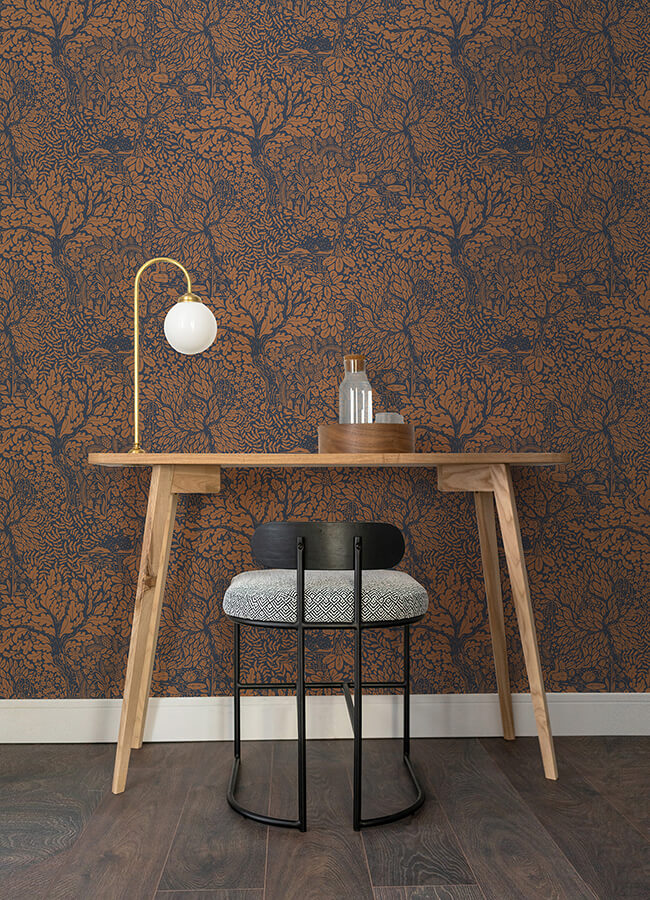olle-orange-forest-sanctuary-wallpaper-york-wallcoverings-4080-83106 - York Wallcoverings Wallpaper