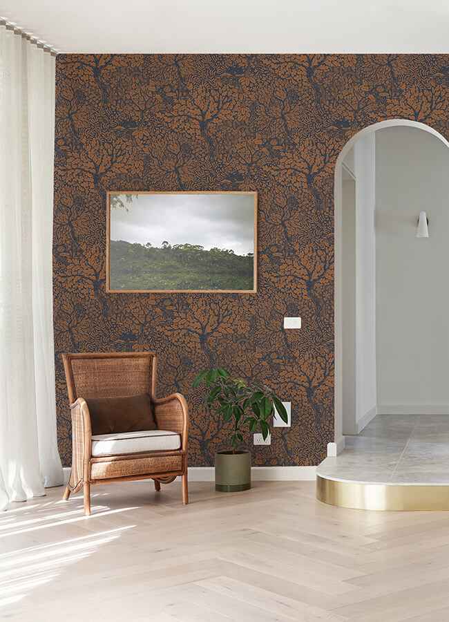 Olle Orange Forest Sanctuary Wallpaper - York Wallcoverings - 4080-83106 - York Wallcoverings Wallpaper