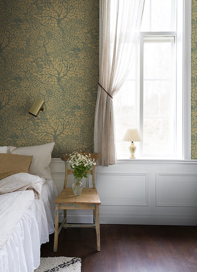 olle-light-yellow-forest-sanctuary-wallpaper-york-wallcoverings-4080-83107 - York Wallcoverings Wallpaper