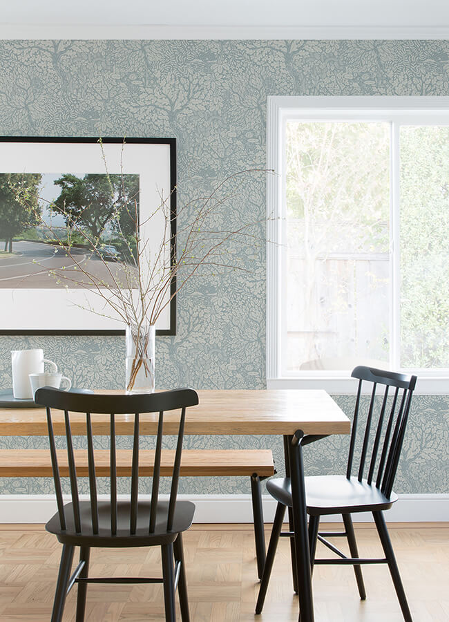 olle-light-blue-forest-sanctuary-wallpaper-york-wallcoverings-4080-83112 - York Wallcoverings Wallpaper