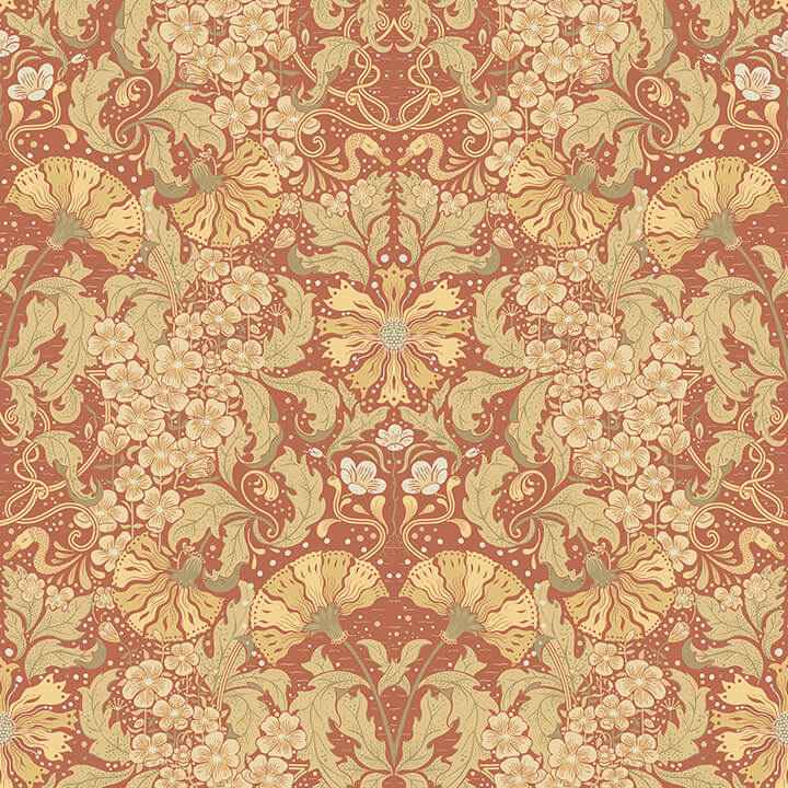 Ojvind Rust Floral Ogee Wallpaper - York Wallcoverings - 4080-83114 - York Wallcoverings Wallpaper
