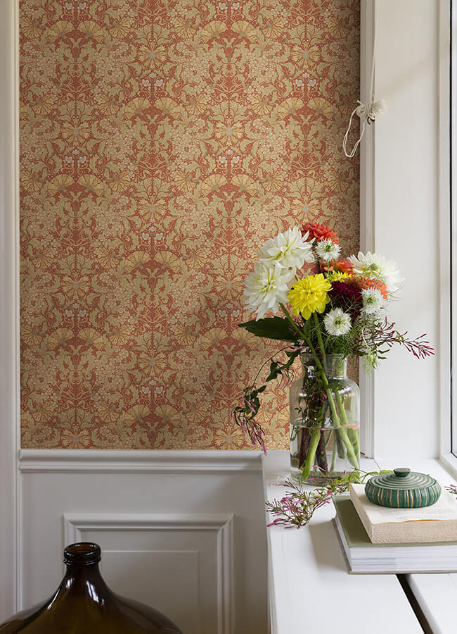 ojvind-rust-floral-ogee-wallpaper-york-wallcoverings-4080-83114 - York Wallcoverings Wallpaper