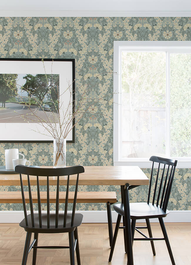 ojvind-light-blue-floral-ogee-wallpaper-york-wallcoverings-4080-83115 - York Wallcoverings Wallpaper