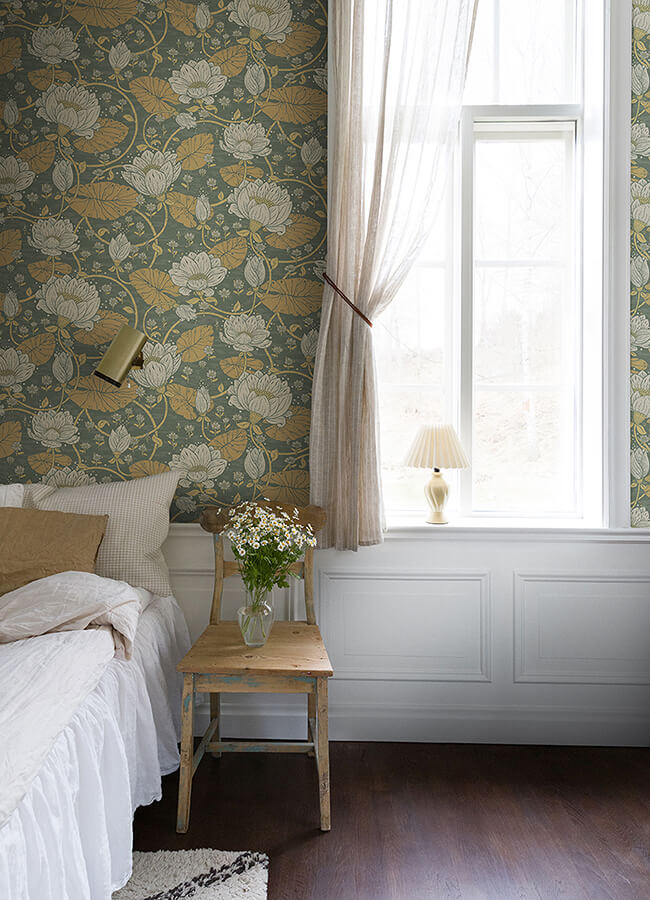 eva-yellow-lotus-dreams-wallpaper-york-wallcoverings-4080-83120 - York Wallcoverings Wallpaper