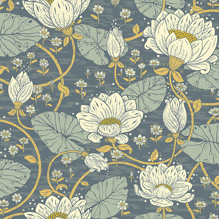 eva-blue-lotus-dreams-wallpaper-york-wallcoverings-4080-83122 - York Wallcoverings Wallpaper
