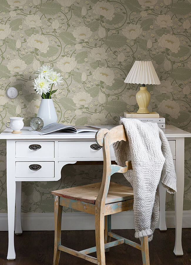 eva-light-grey-lotus-dreams-wallpaper-york-wallcoverings-4080-83124 - York Wallcoverings Wallpaper