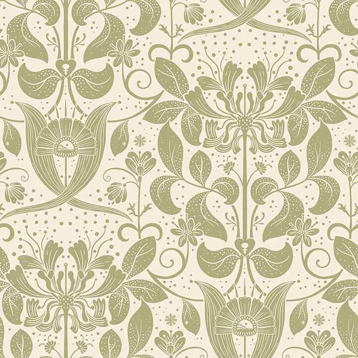 Berit Olive Floral Crest Wallpaper - York Wallcoverings - 4080-83127