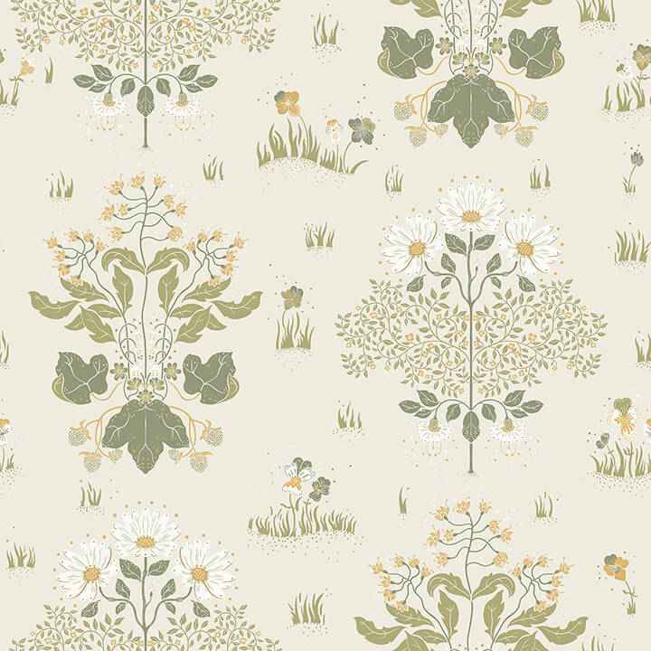 Elda Olive Delicate Daisies Wallpaper - York Wallcoverings - 4080-83133 - York Wallcoverings Wallpaper