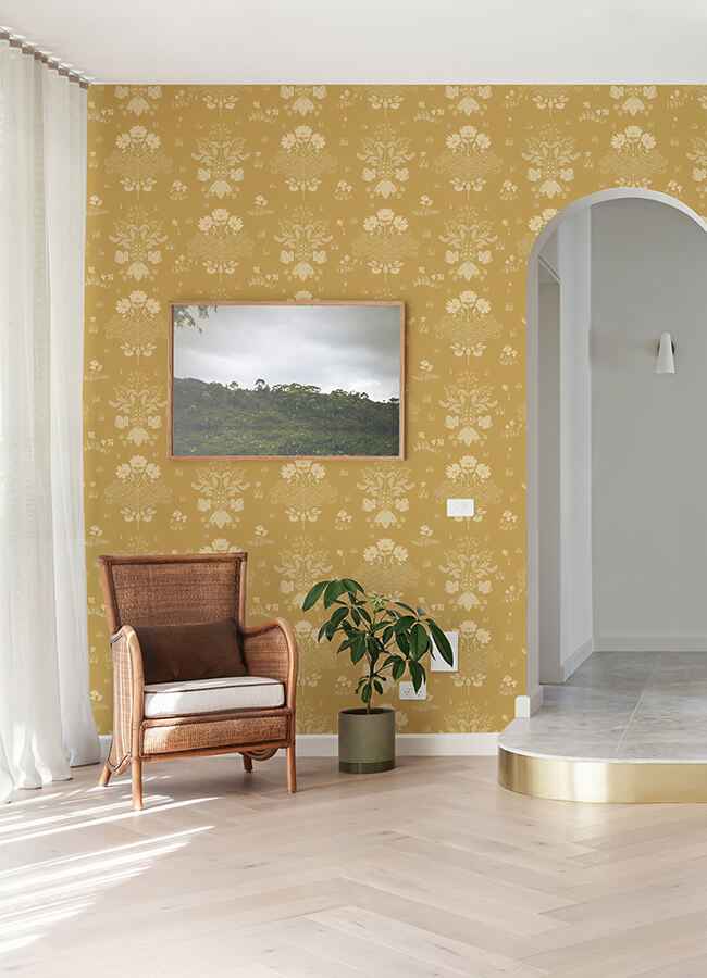Elda Gold Delicate Daisies Wallpaper - York Wallcoverings - 4080-83135 - York Wallcoverings Wallpaper