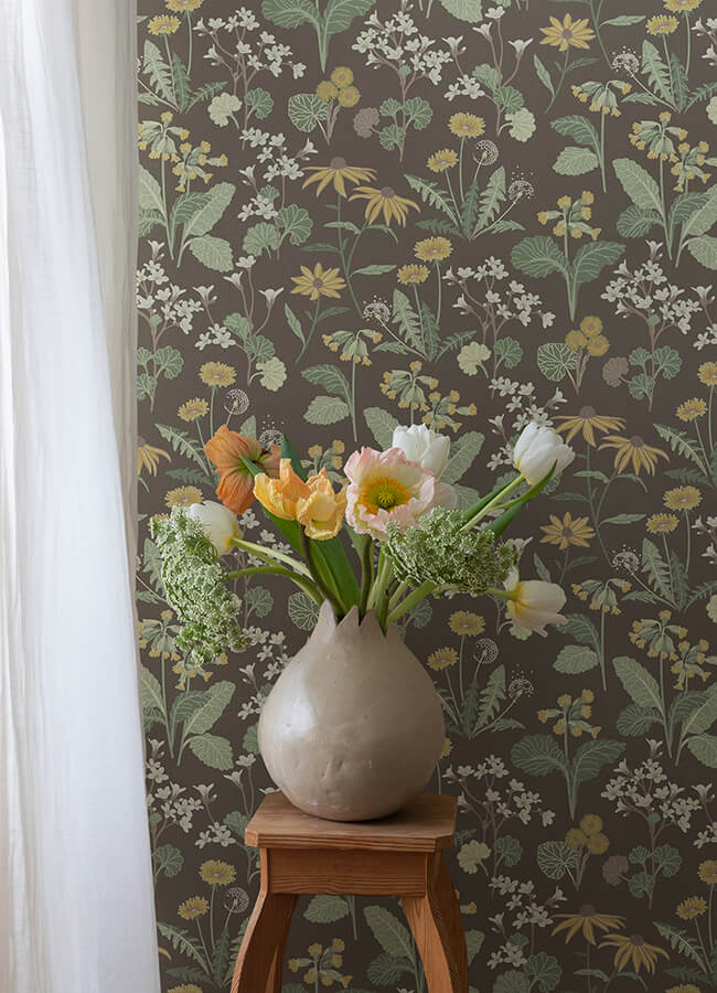 magdalena-charcoal-dandelion-wallpaper-york-wallcoverings-4080-92133 - York Wallcoverings Wallpaper