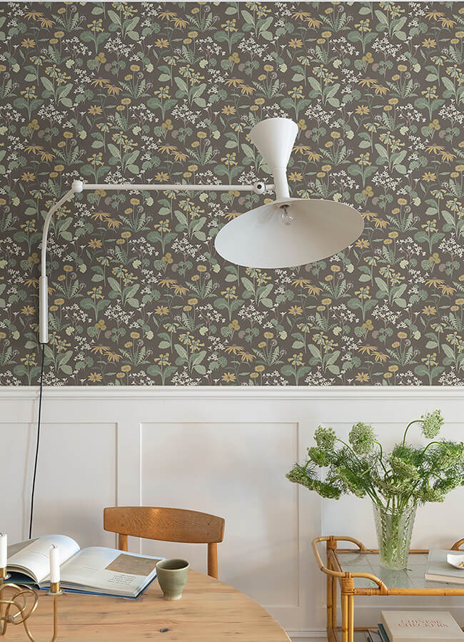magdalena-charcoal-dandelion-wallpaper-york-wallcoverings-4080-92133 - York Wallcoverings Wallpaper