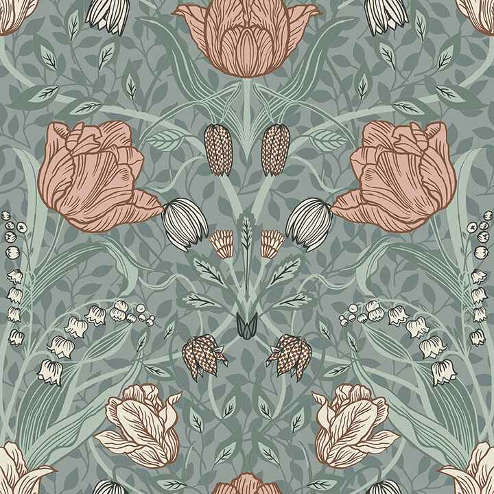 Fillippa Sage Tulip Wallpaper - York Wallcoverings - 4080-33010