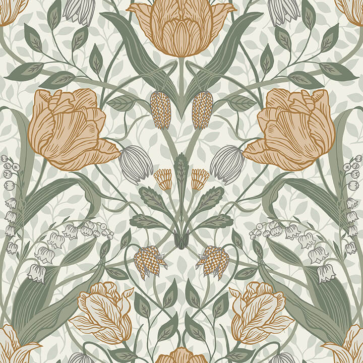 fillippa-green-tulip-wallpaper-york-wallcoverings-4080-33006 - York Wallcoverings Wallpaper